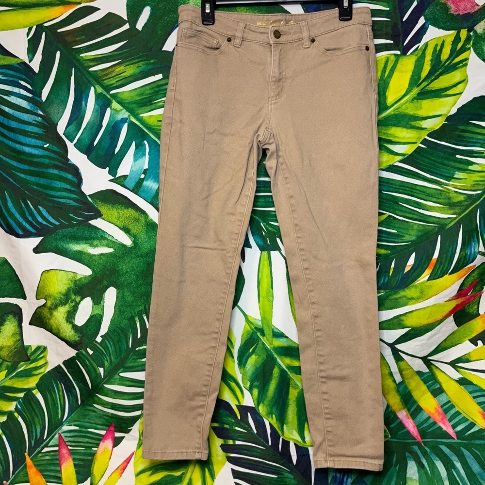 $98 Michael Kors 8/10 Skinny Tan Denim Spring Neutral Minimalist Jeans